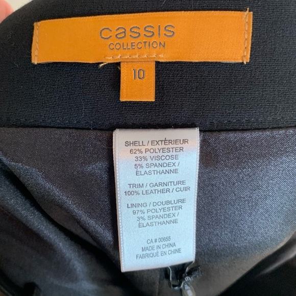 Cassis Black Leather Trim Pencil Skirt Size 10 NWT - Picture 10 of 11